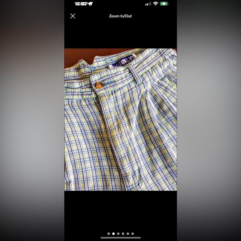 Women’s Vintage Green & Blue plaid shorts with pockets - Picture 2 of 6